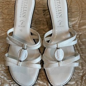 ITALIAN WHITE SLING BACK LOW HEEL NEW SIZE 10